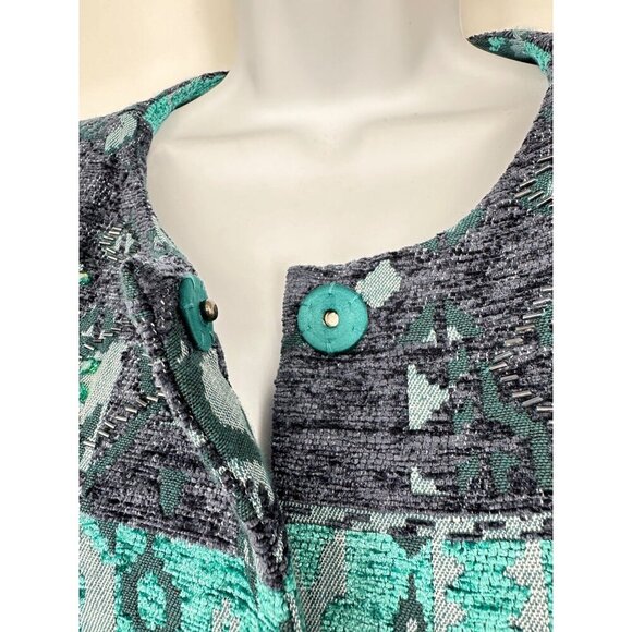 SUSAN GRAVER Artisan Embellished Snap Close Tapestry Jacket Size 6 - Picture 6 of 11
